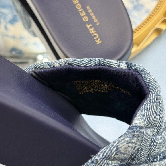🆕 KURT GEIGER LONDON 🧿 NWOB Blue Denim Meena Eagle Slides, Sz EU 41 US10 - Picture 9 of 12